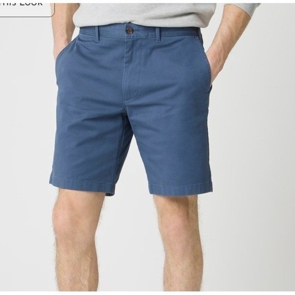 Roundtree & Yorke Casuals Mens Blue Chino Shorts Size 40 Cotton Flat Front